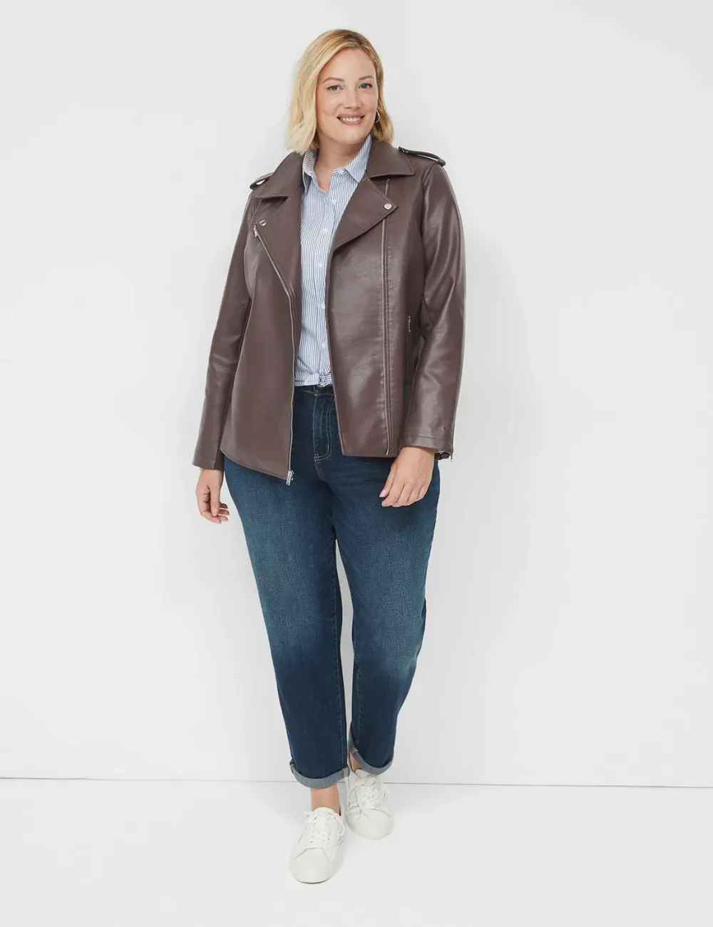 Faux-Leather Moto Jacket