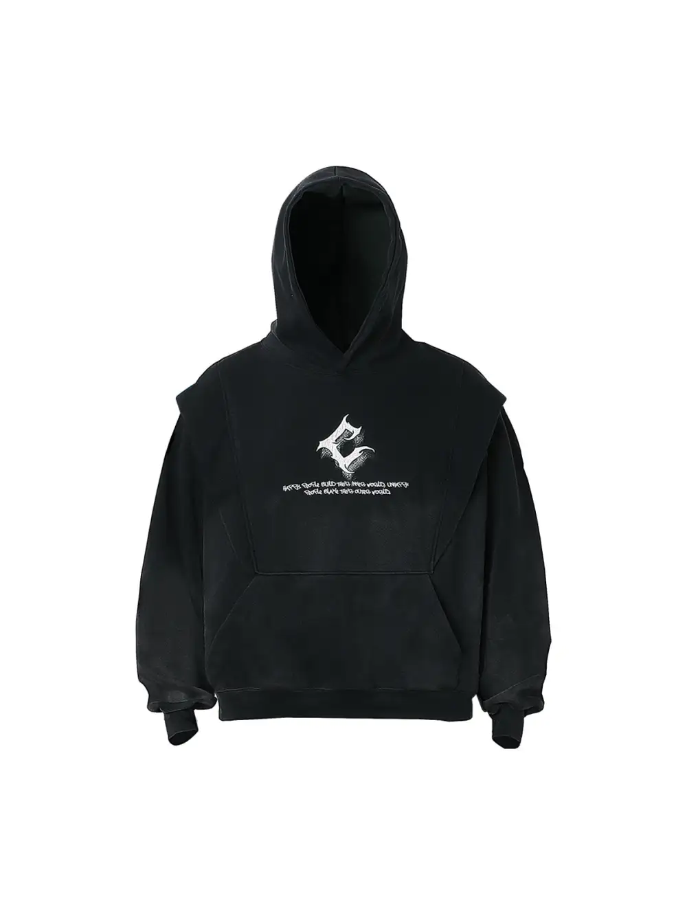 Cracked Letter Patchwork Hoodie