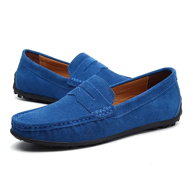 Men's Loafers & Slip-Ons Suede Shoes Comfort Shoes Driving Loafers Casual Outdoor Daily Suede Black Navy Blue Khaki Spring Summer