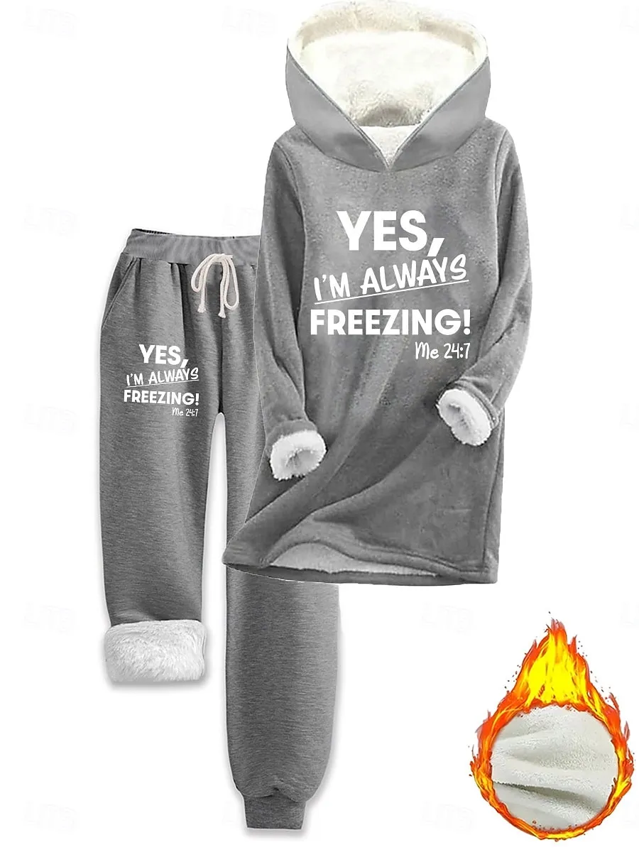 Women's Daily Stylish Two Piece Sets Tracksuit Pants Sets Long Sleeve Hooded Graphic Letter Drawstring Print Casual Daily Black Pink Dark Pink Fall Regular Fit