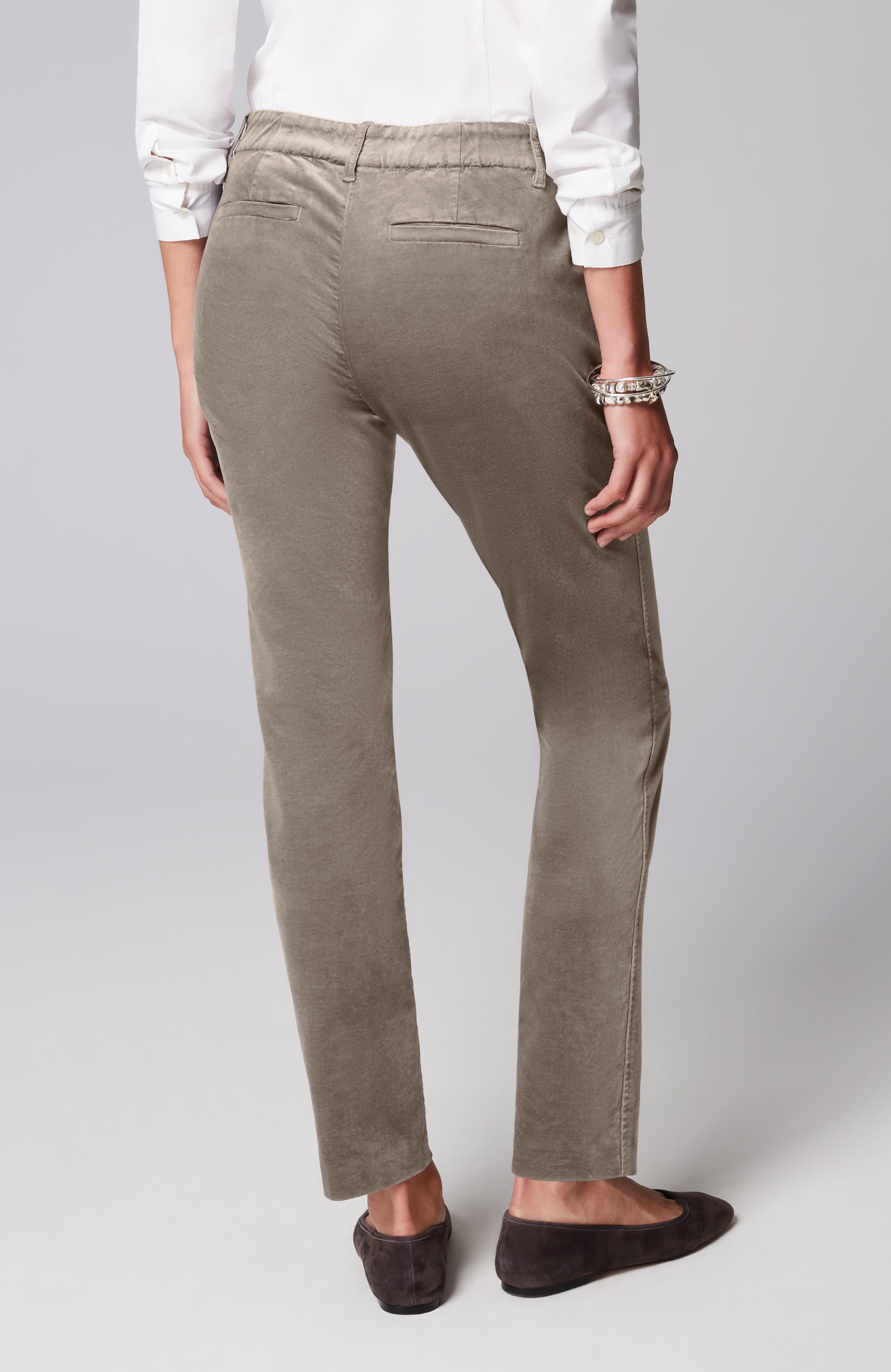 Velveteen-Stretch Slim-Leg Pants