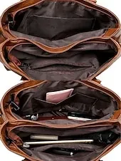 Women's Large Faux Leather Shoulder Tote Bag with Multiple Pockets, Stylish Handbag for Work, Travel and Everyday Use