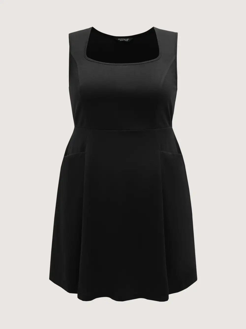 Stretchy Pockets Cinched-Waist Flared Midi Dress