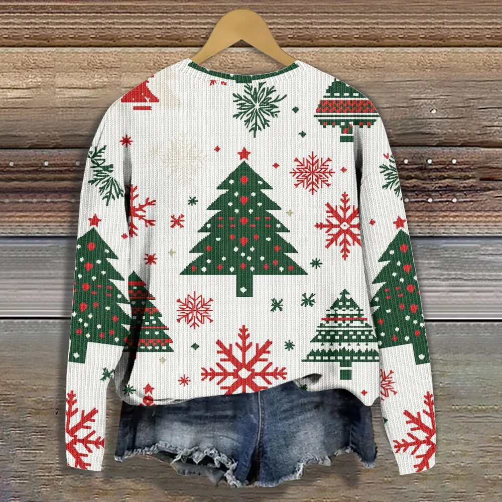 Crew Neck Christmas Tree Loose Casual Sweater