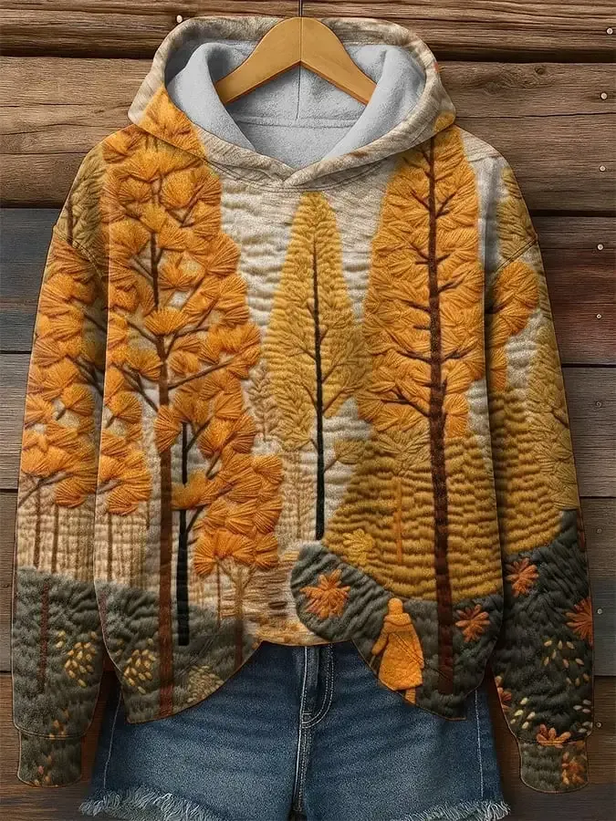 Women's Casual Autumn Graphic Print Warm Hoodie