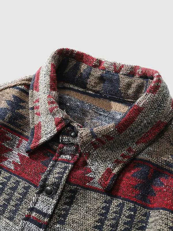 Men's Western Classic Geometric Ethnic Blend Wool Jacket