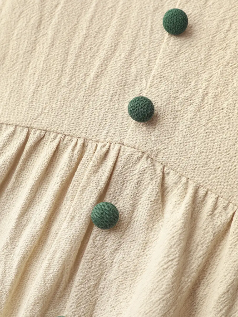 Floral Embroidery Button Front Knee-Length Dress