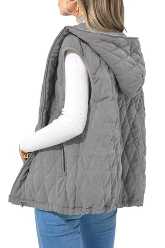 Women's Casual Hooded Zip-Up Vest Jacket