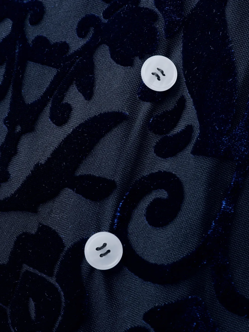 Flocked Semi-Stretch Button Blouse