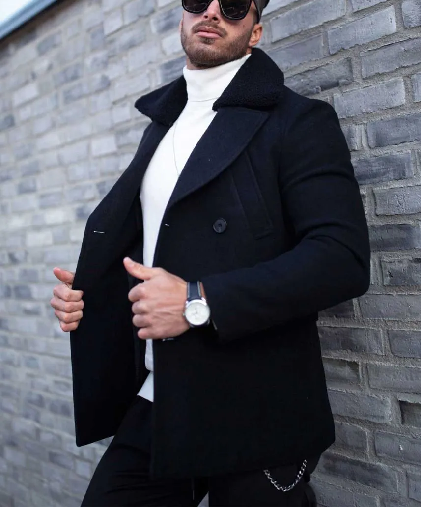 Bonucci Leather Coat Short Black