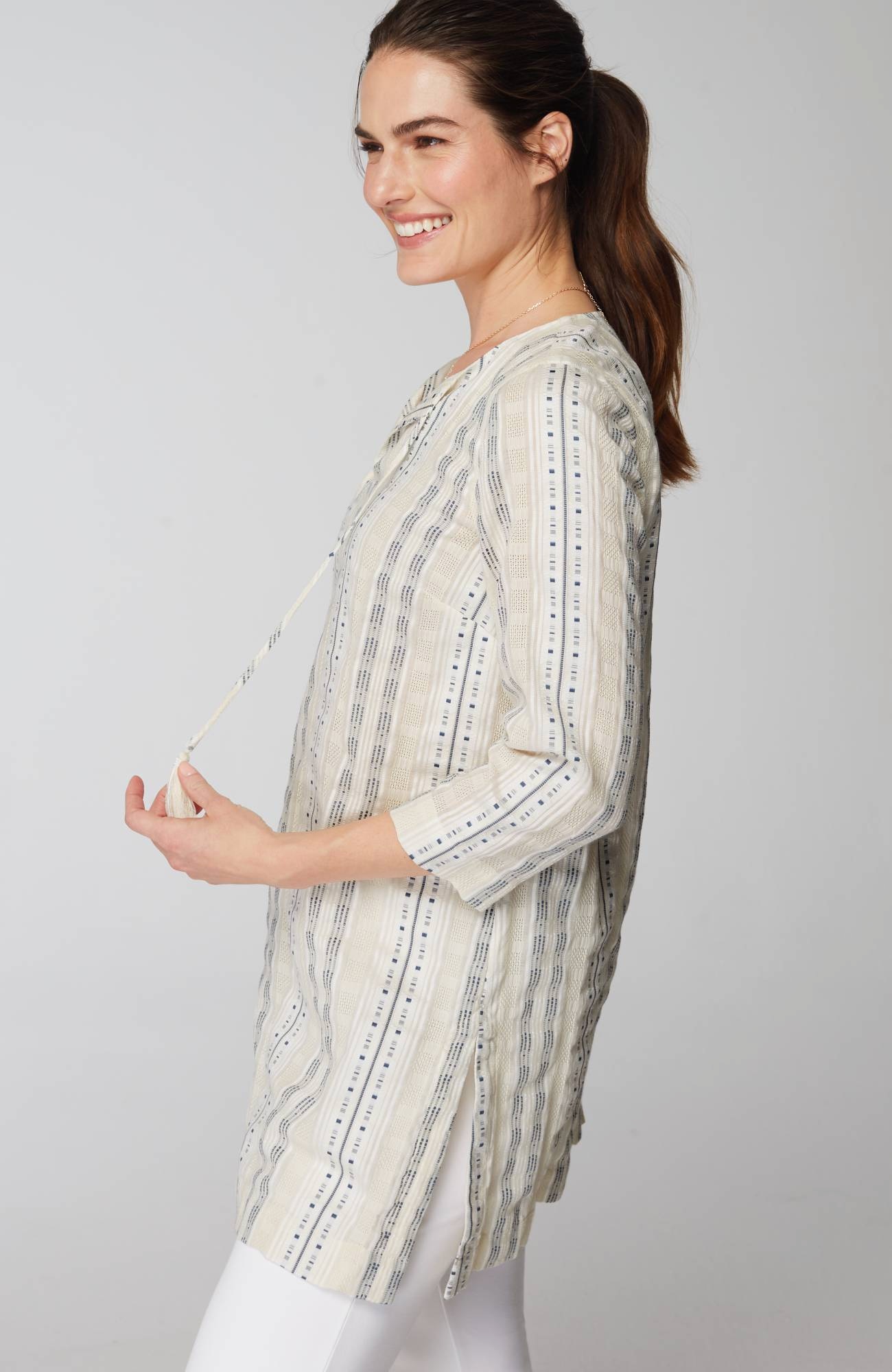 Pure Jill Split-Neck Dobby Tunic