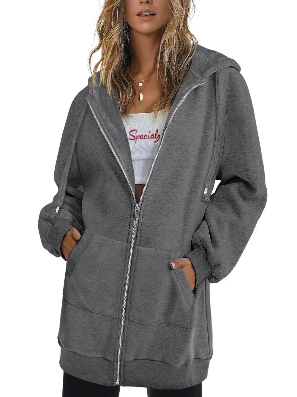 Long Fleece Jacket Hoodies - Oversized, Zip-Up, Hooded Sweatshirts for Women, Perfect for Fall and Winter Seasons