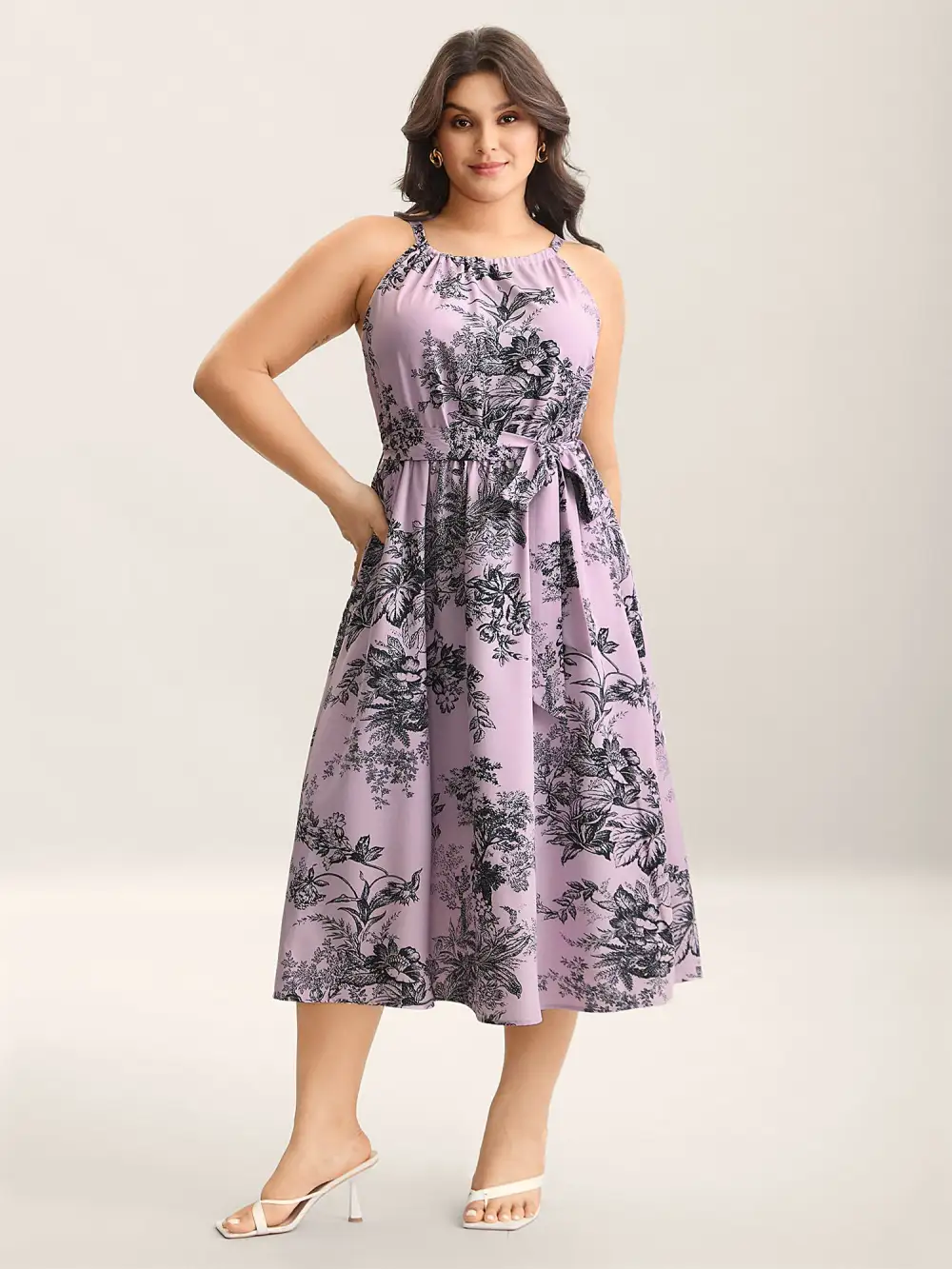 Spring Time Florals Sleeveless Midi Dress