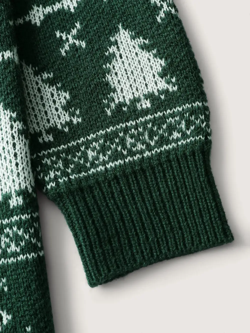 Elk Christmas Print Jacquard Open-Front Knit Cardigan