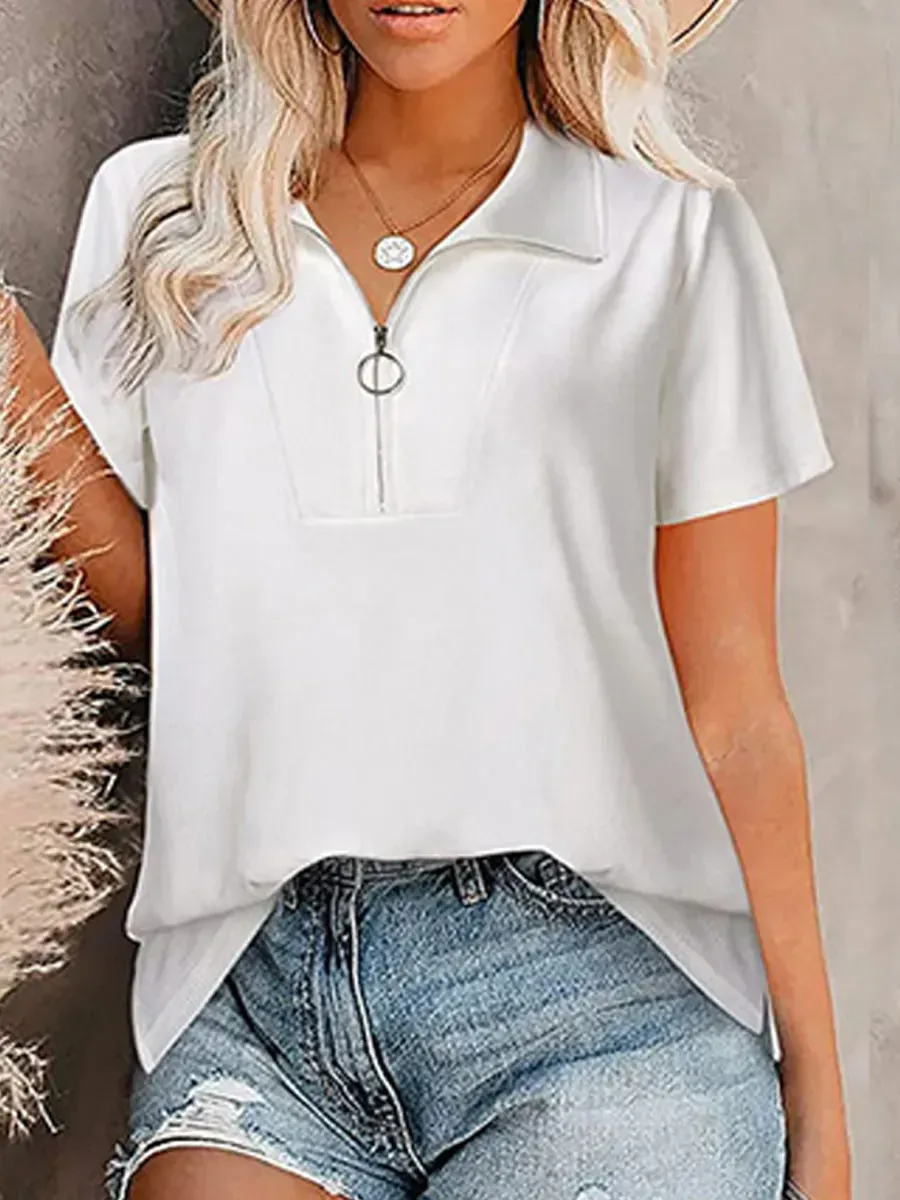 Loose Casual Solid Color Short-sleeved T-shirt
