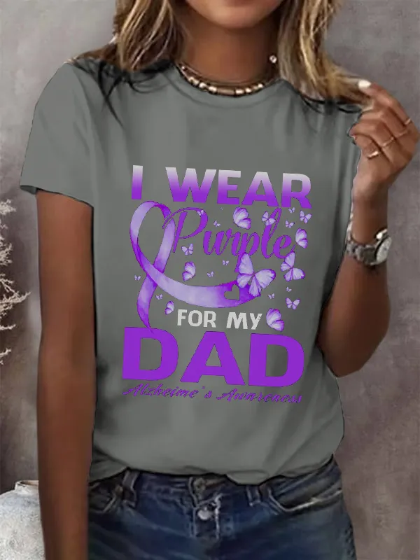 I Wear Purple For My DAD Alzheimer'S Awareness T-Shirt