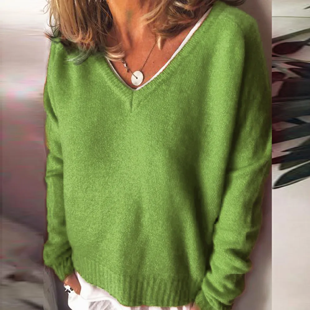 Vintage V Neck Casual Comfy Knitwear