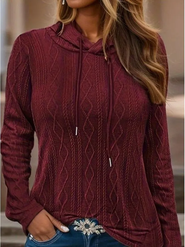 Women's Sweatshirt Plain Work Zipper Black White Pink Elegant Modern Loose Fit Crew Neck Long Sleeve Micro-elastic Spring Fall
