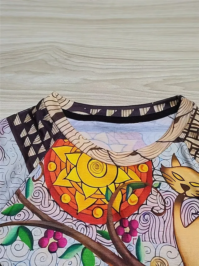 Women's T shirt Tee Print Halloween Casual Long Sleeve Crew Neck Purple Spring Fall