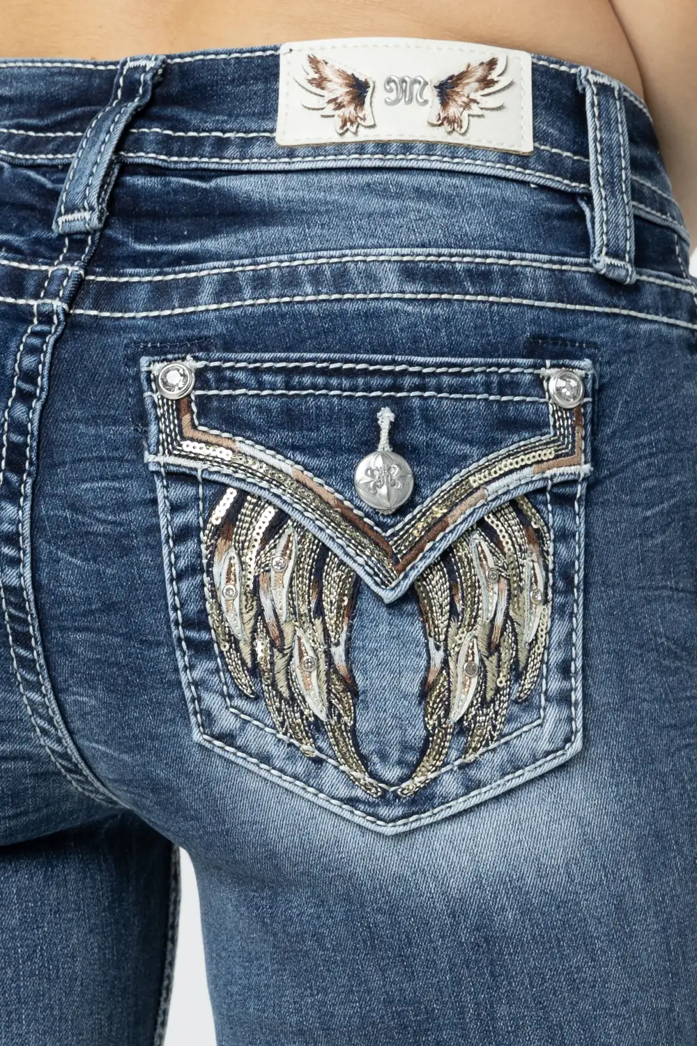 Natural Feather Wings Bootcut Jeans