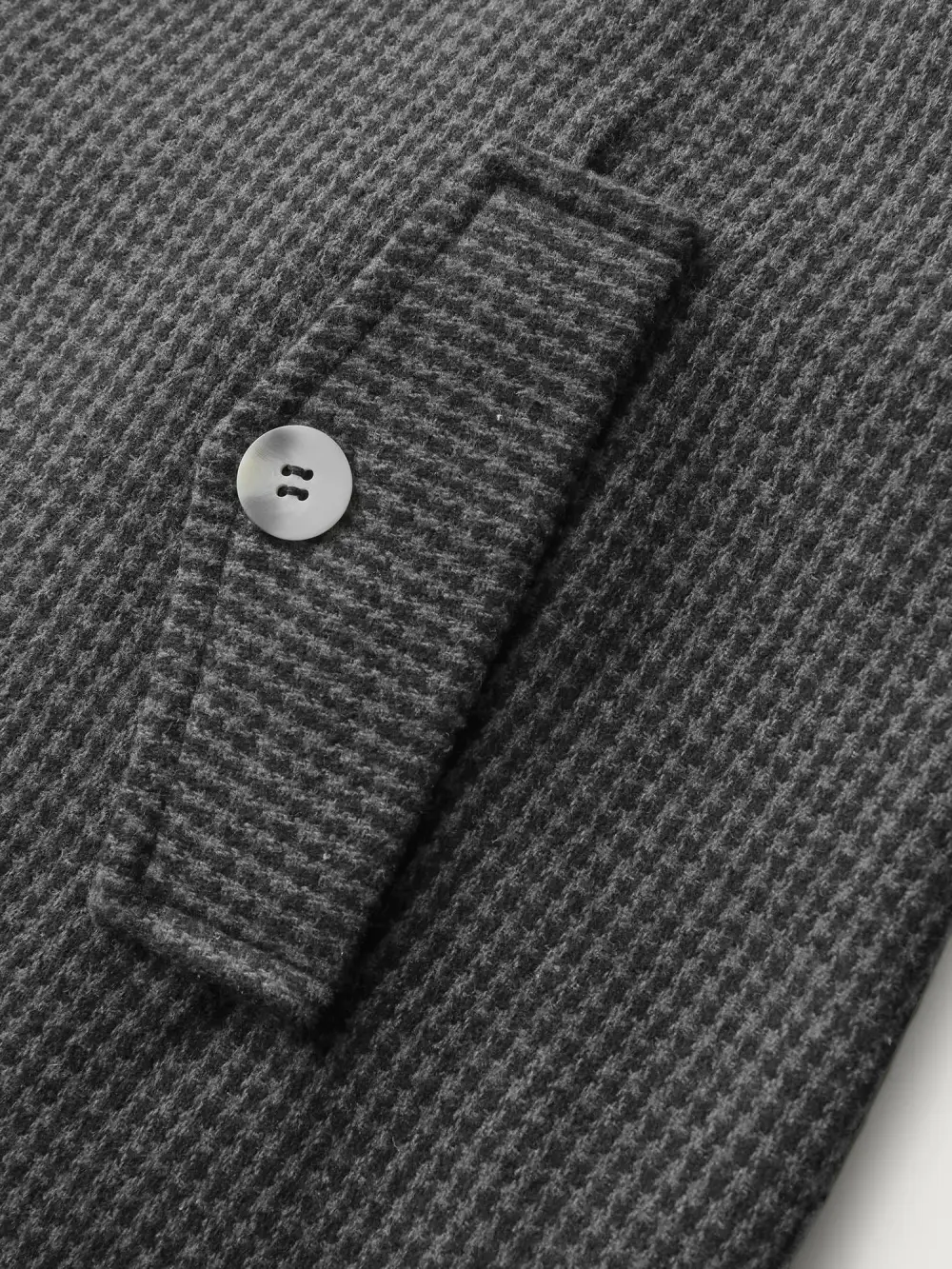 Houndstooth Button Detail Belted Coat