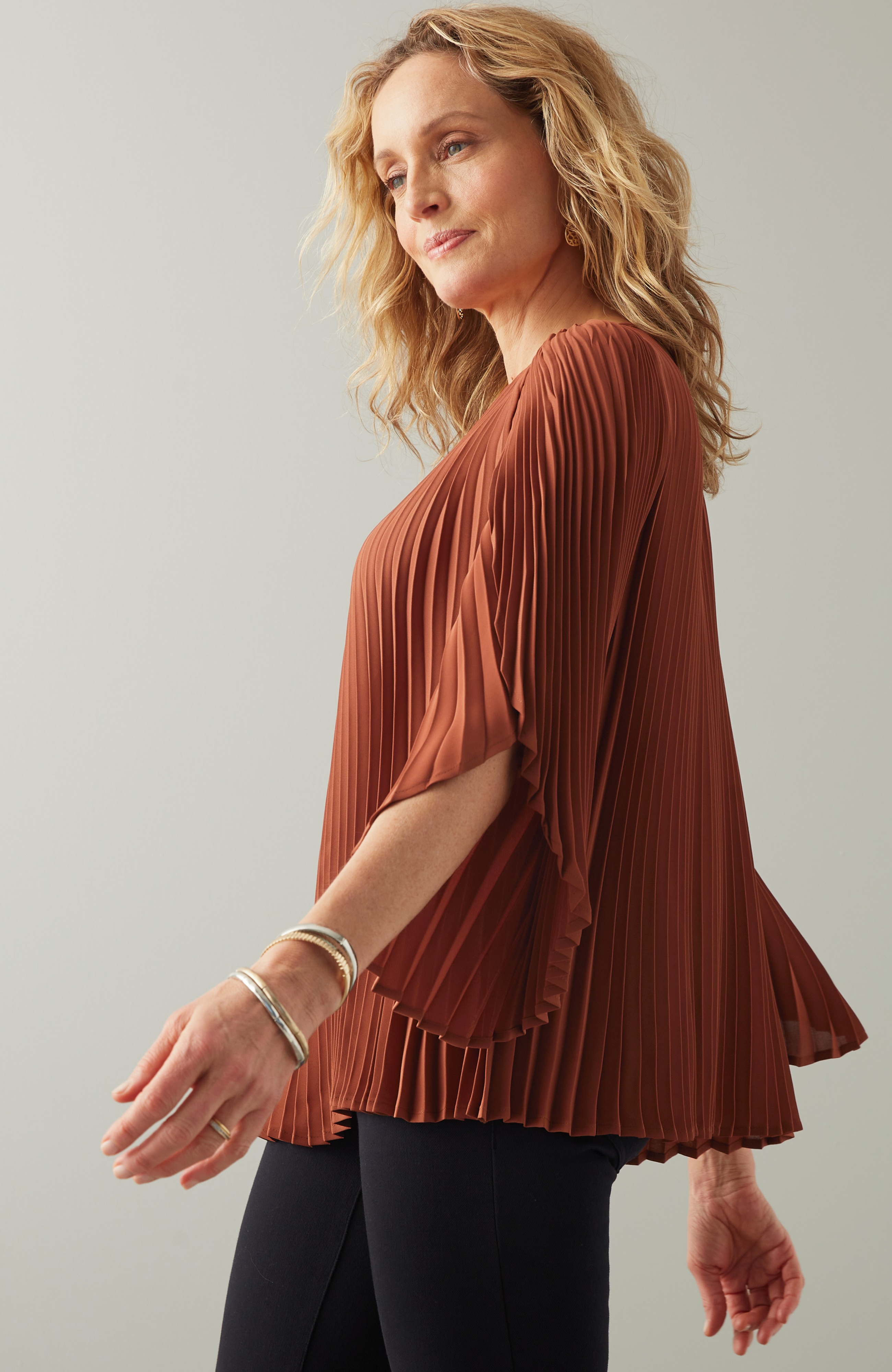 Wearever Boat-Neck Pleated Top