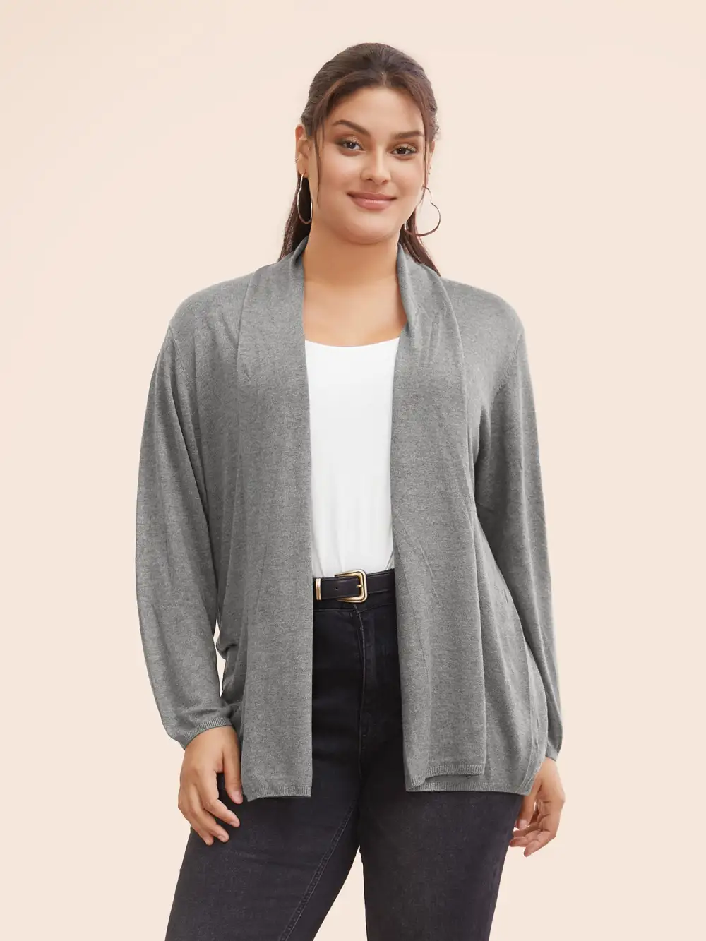 Supersoft Essentials Plain Lapel Collar Drape Cardigan