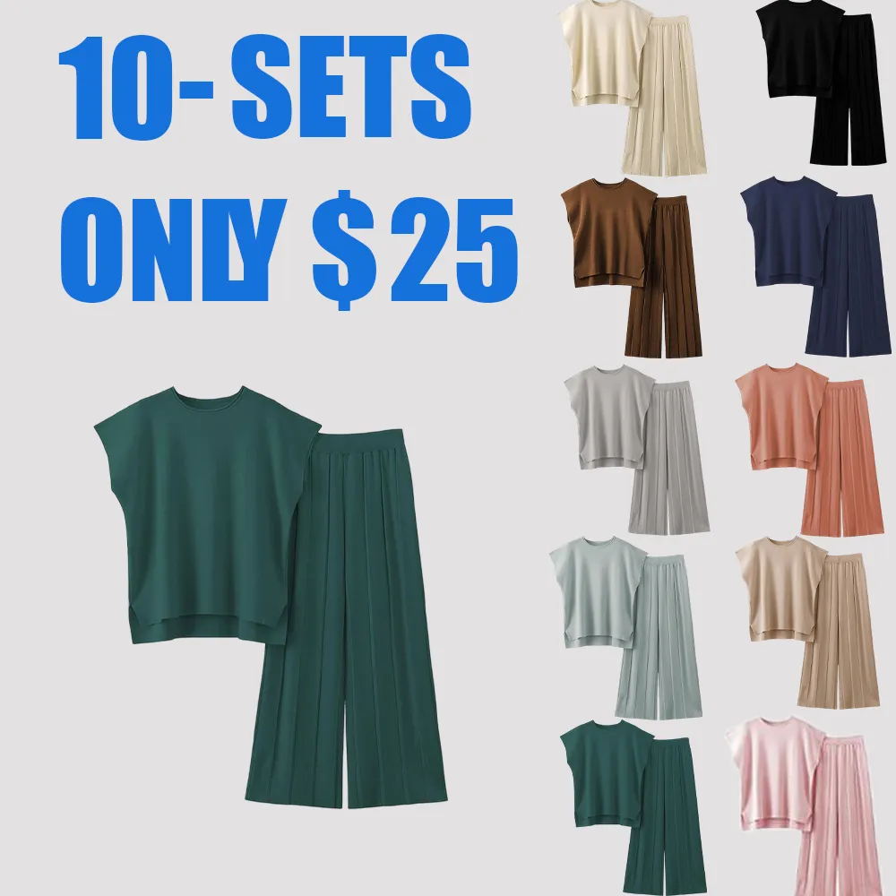 Women's Lounge Set – Soft Knit Vest Top and Matching Pants, 2 Piece Sweater Outfit for Relaxed Everyday Style