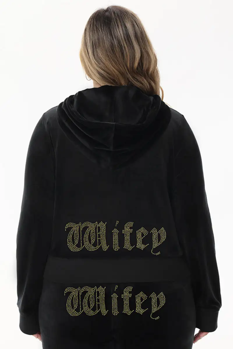 Wifey Big Bling Velour Hoodie