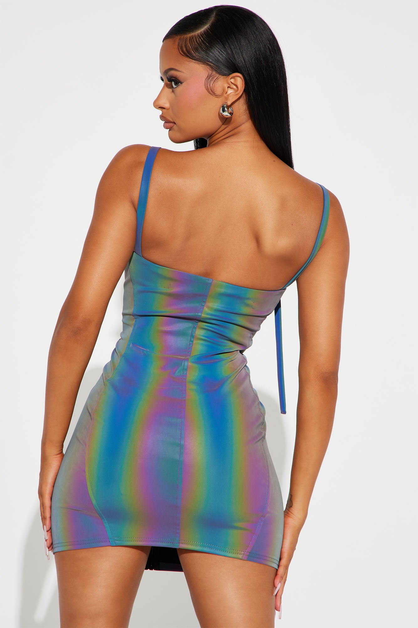Zip It and Clip It Reflective Mini Dress - Multi Color