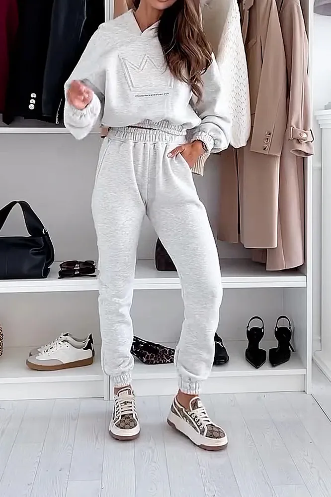 Women's Geometric Pattern Hoodie & Pants Two Piece Set