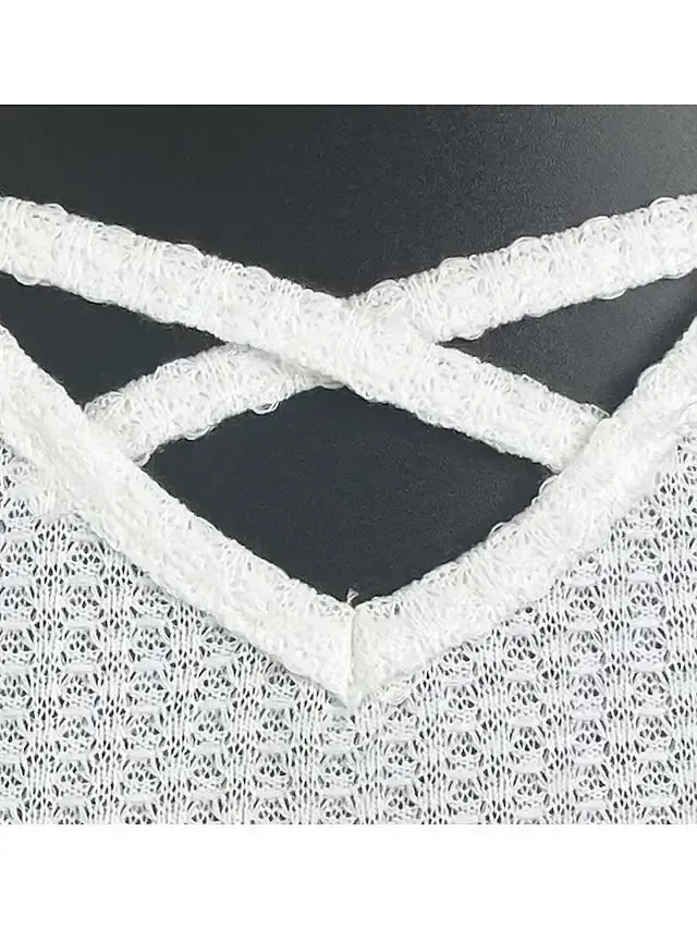 Women's Tank Top White Blue Plain Lace Sleeveless Casual Basic V Neck Regular S