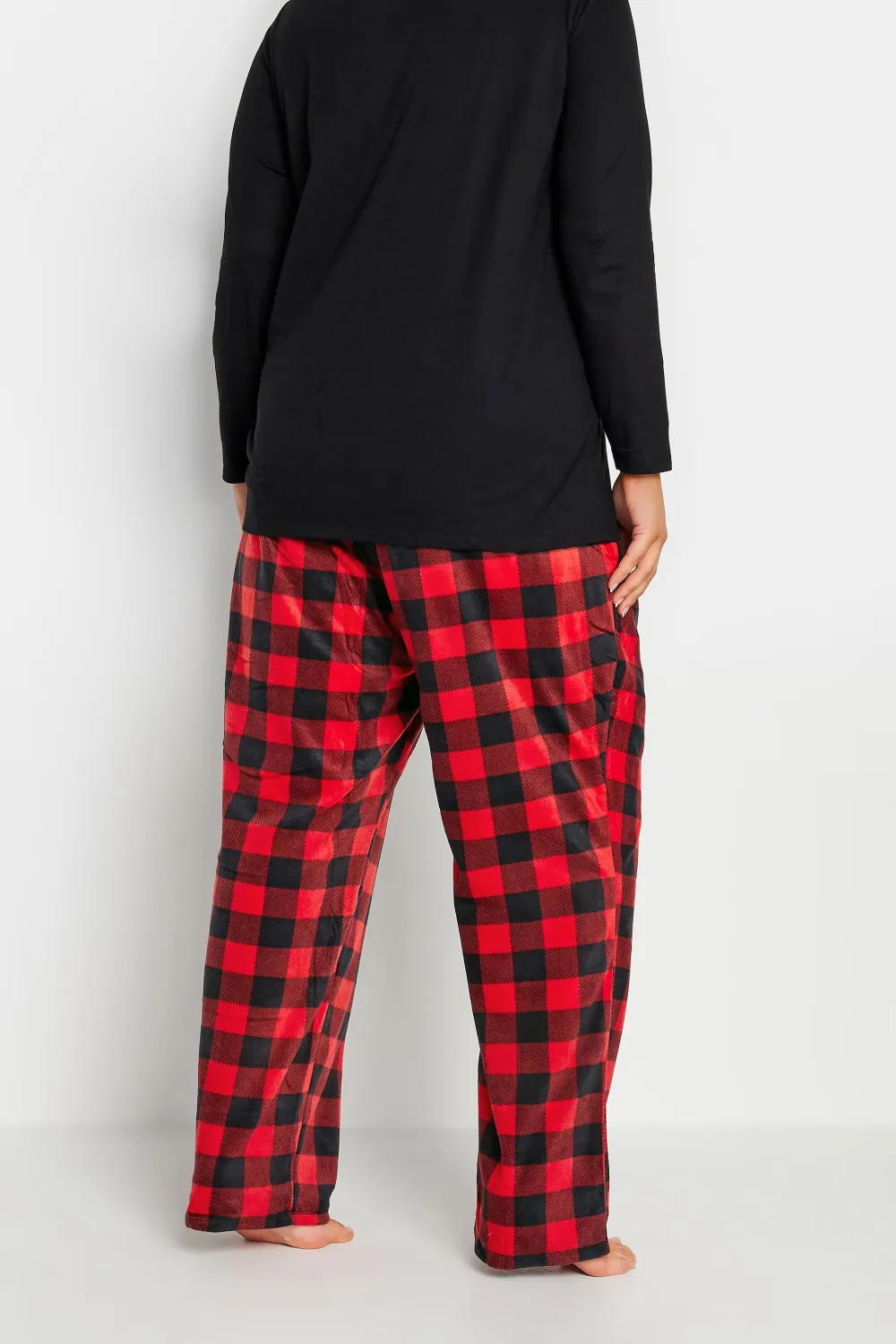 YOURS Curve Blue & Green Tartan Print Pyjama Bottoms