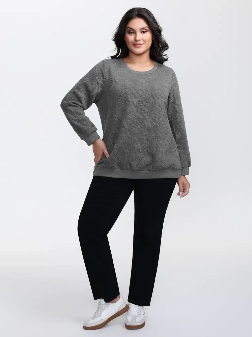 Jacquard Star Print Knit Sweatshirt