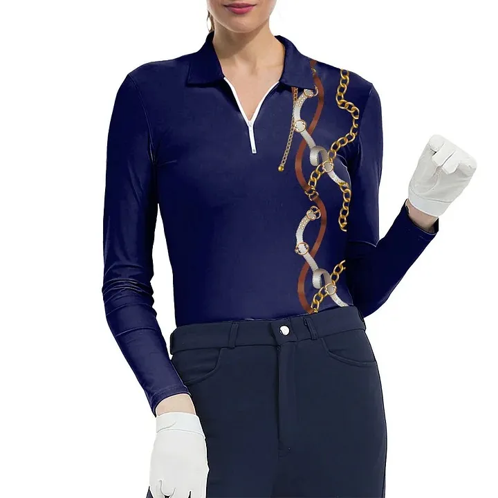 Women's Riding Style Harness Print Long Sleeve Casual Lapel Shirt