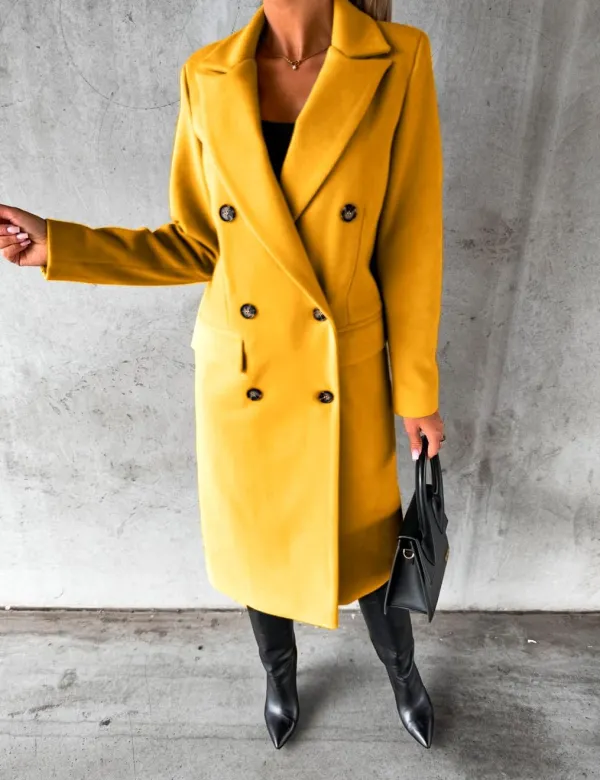 Womens Long Wool Coat Double Breasted Trench Coat Fall Winter Clothes