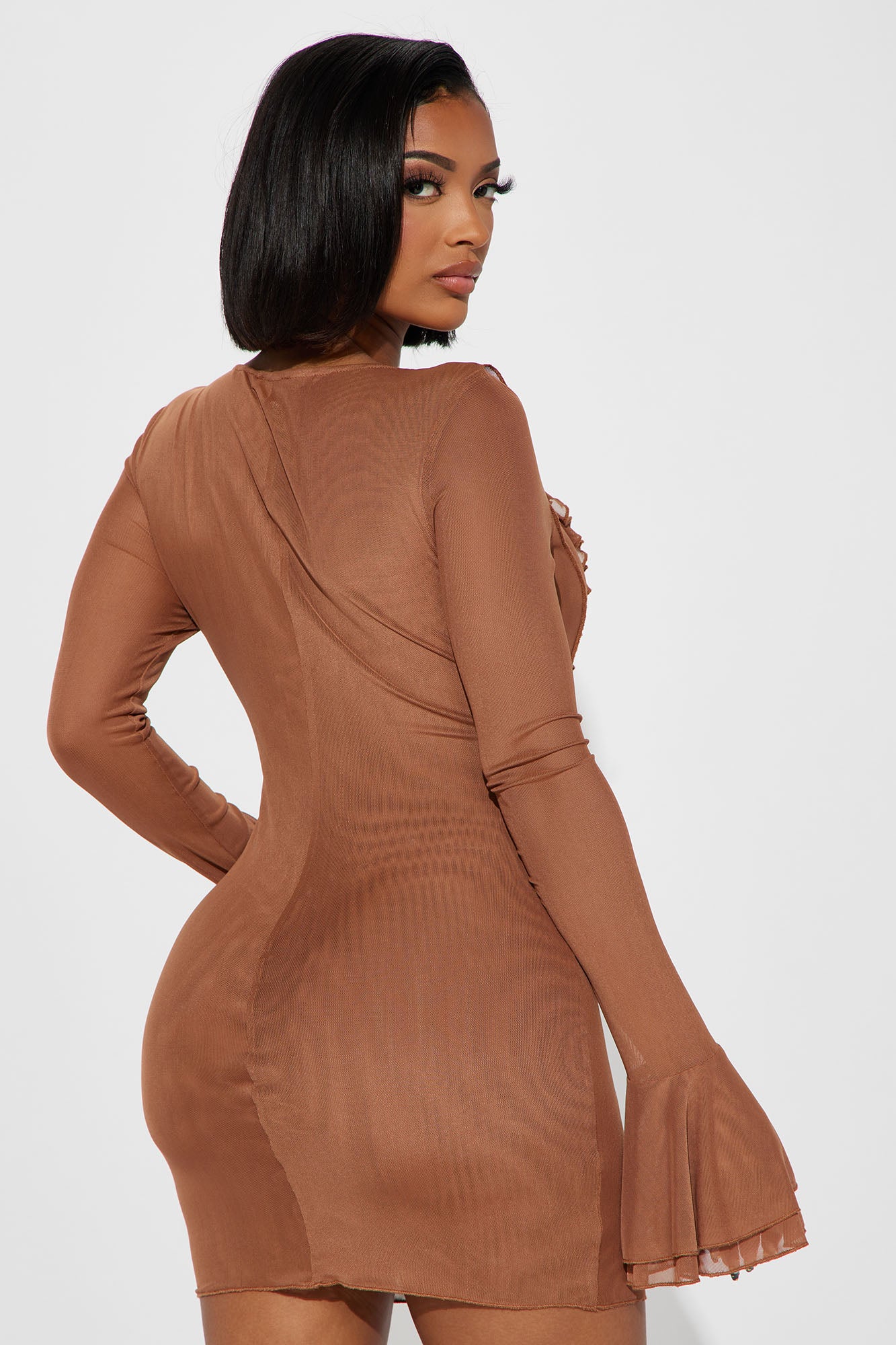 Summer In Paradise Mesh Mini Dress - Mocha