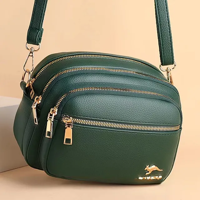 Women's Crossbody Bag Shoulder Bag Dome Bag PU Leather Shopping Daily Zipper Large Capacity Waterproof Lightweight Solid Color Black Red Purple