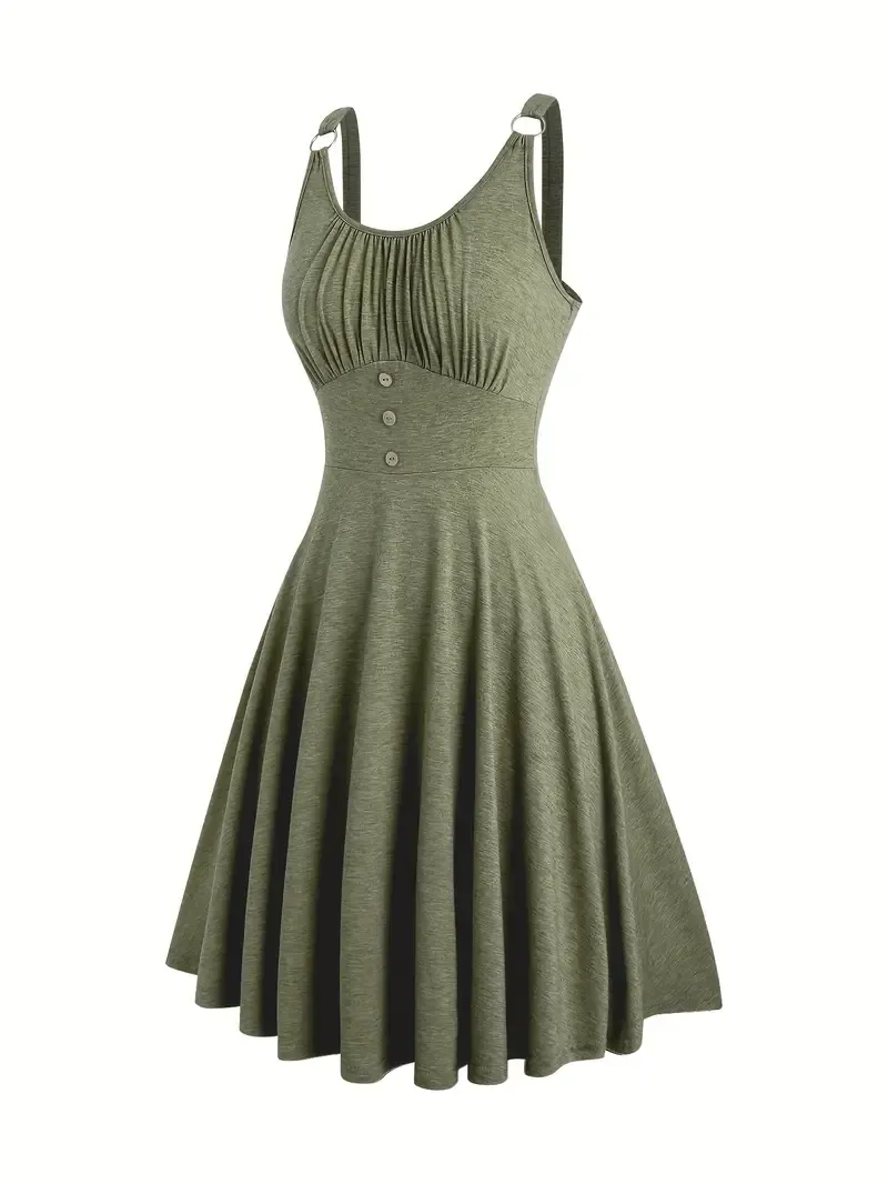 Women's Lace-Up Tie Front A-Line Tank Dress – Casual Summer Style