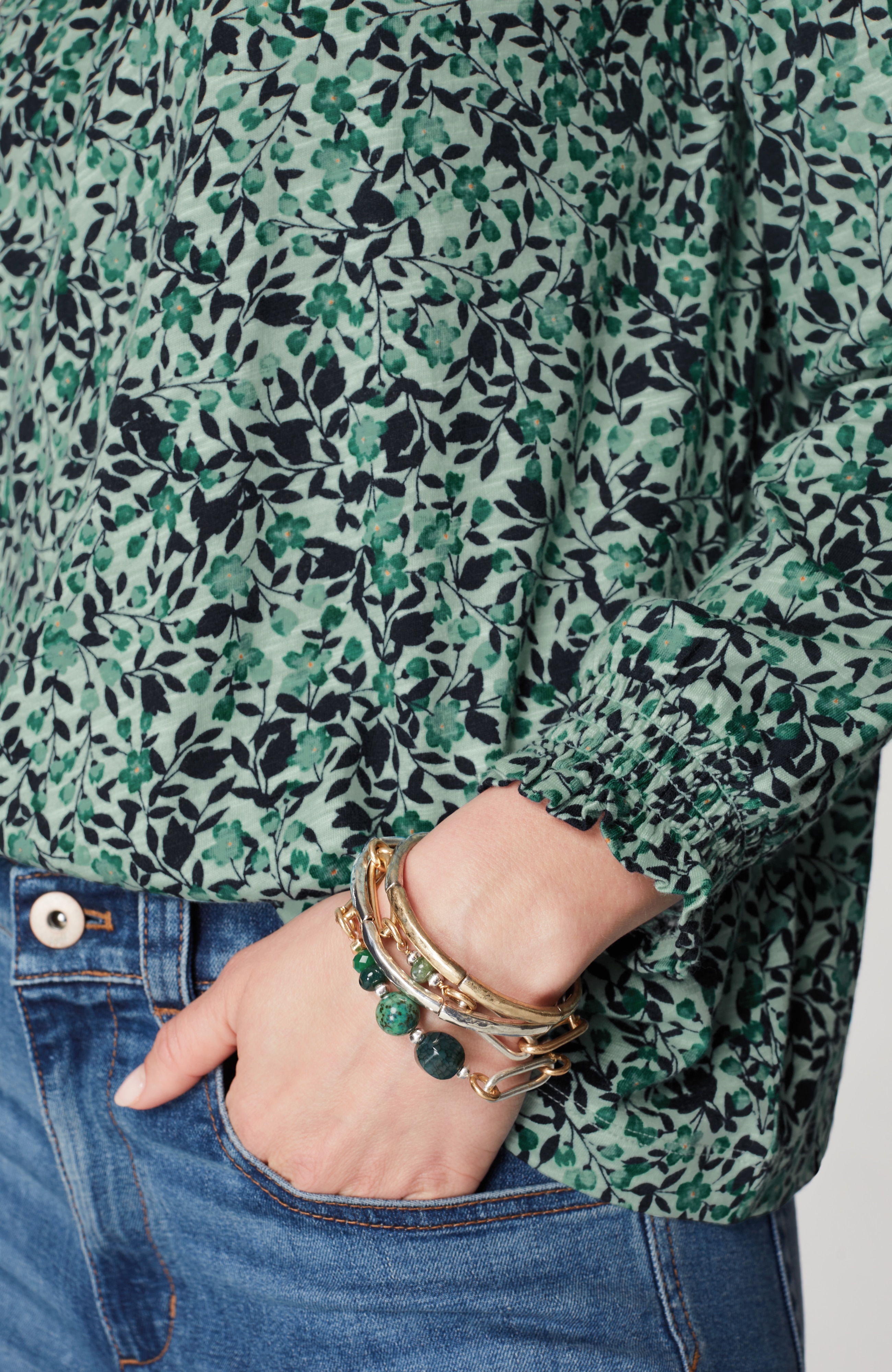 Smocked Floral Top