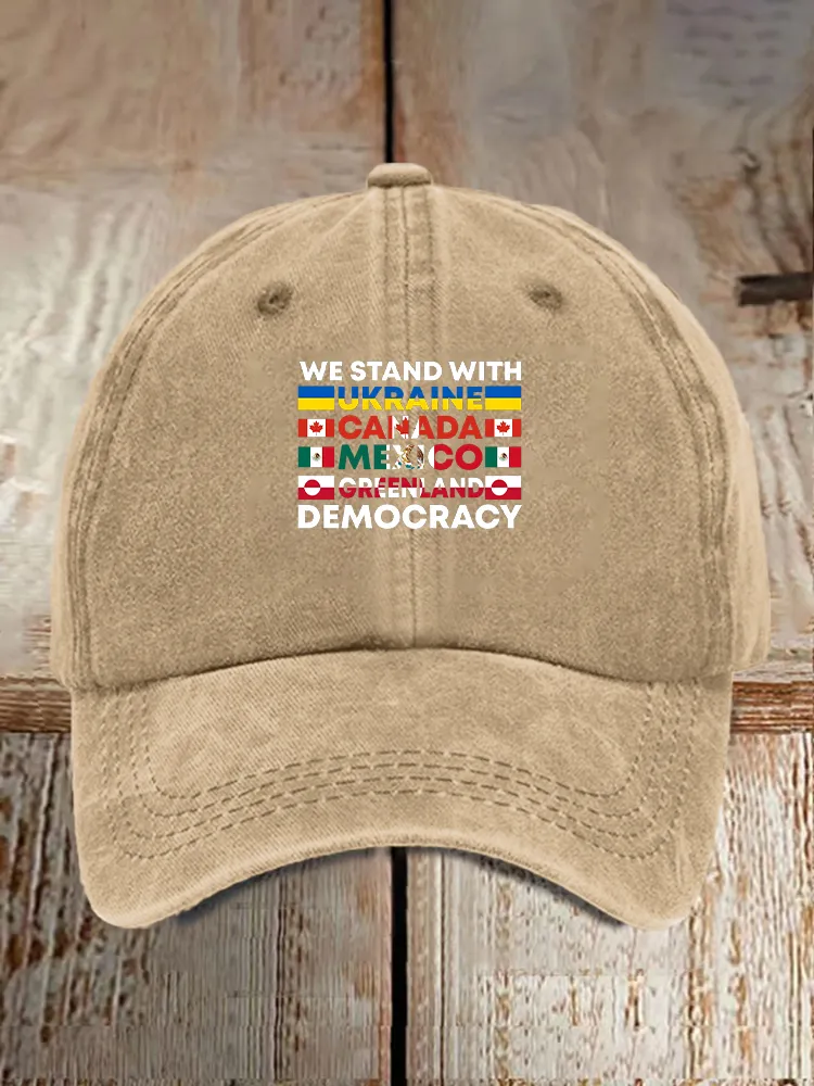 Men And Women's We Stand With Them Washed Baseball Cap
