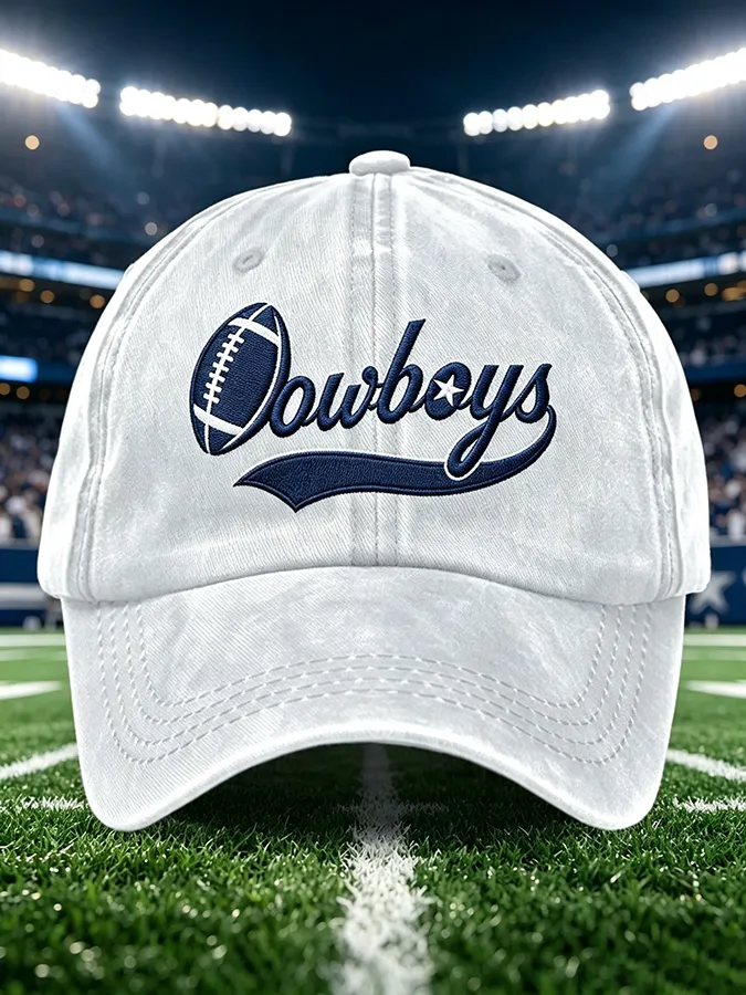 Unisex Football Print Washed Duckbill Cap