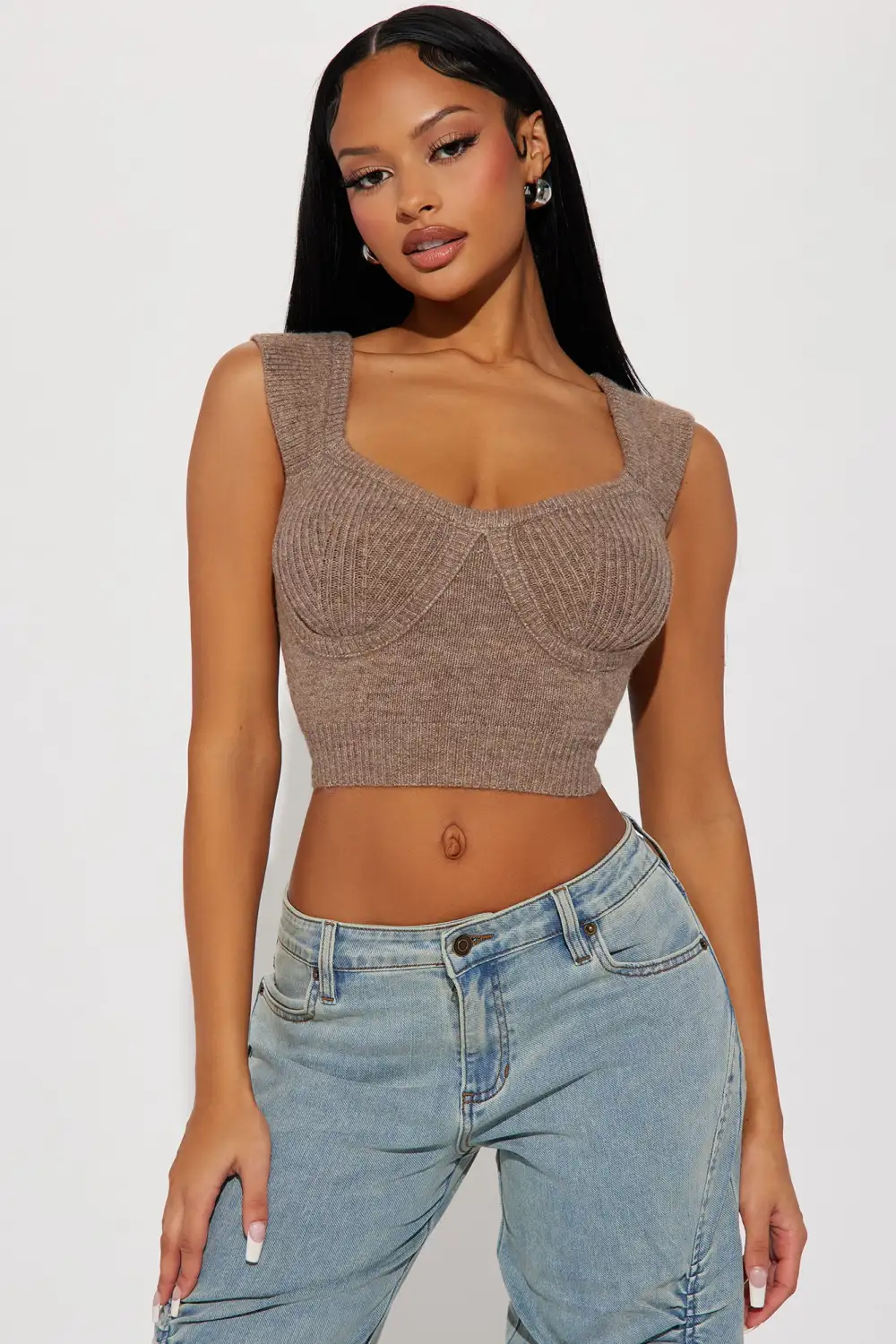 Ruth Sweater Top - Taupe