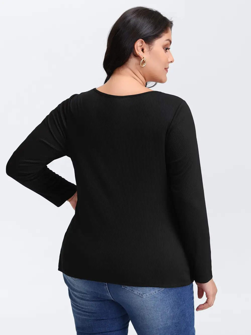 Stretchy Knotted Neckline Cozy Knit Top