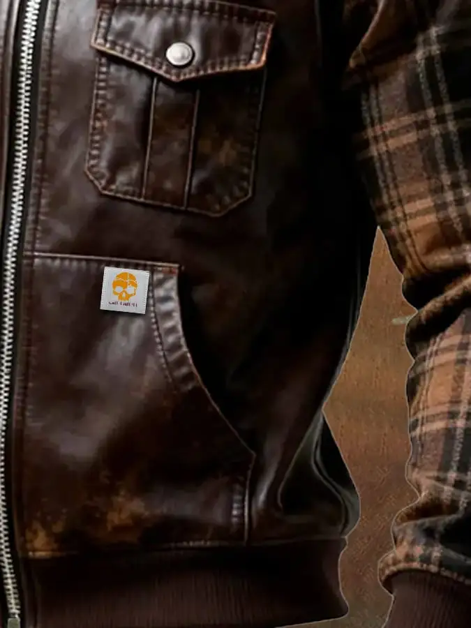 Men's Vintage Leather Patchwork Jacket