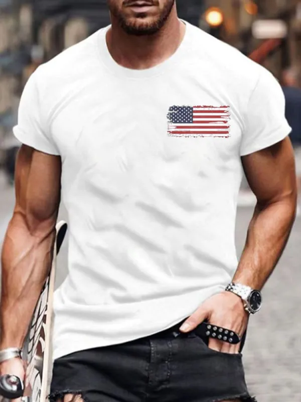 Men'S Round-Neck T-Shirt With I Identify As An American Prints