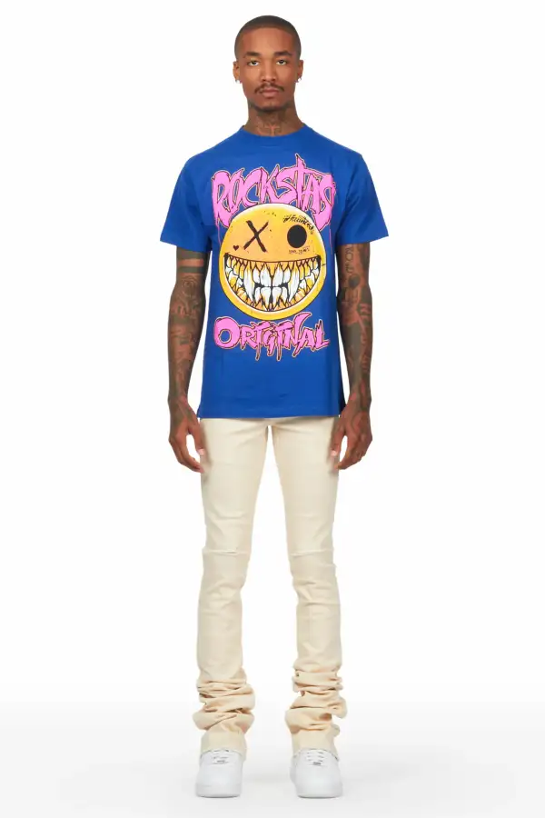 Fraust Royal T-Shirt & Josiah Beige Super Stacked Flare Jean Bundle