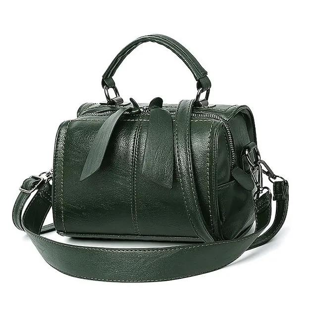 Women's Handbag Crossbody Bag Shoulder Bag PU Leather Office Daily Large Capacity Solid Color Black Yellow Wine