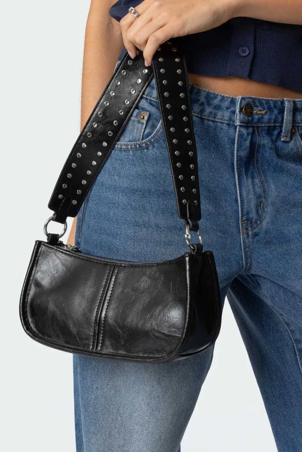 Studded Strap Faux Leather Bag