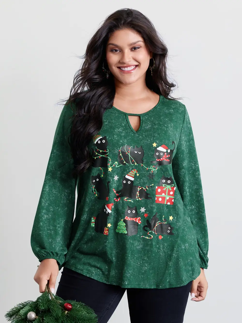 Holiday Cat Snowflake Effect T-Shirt